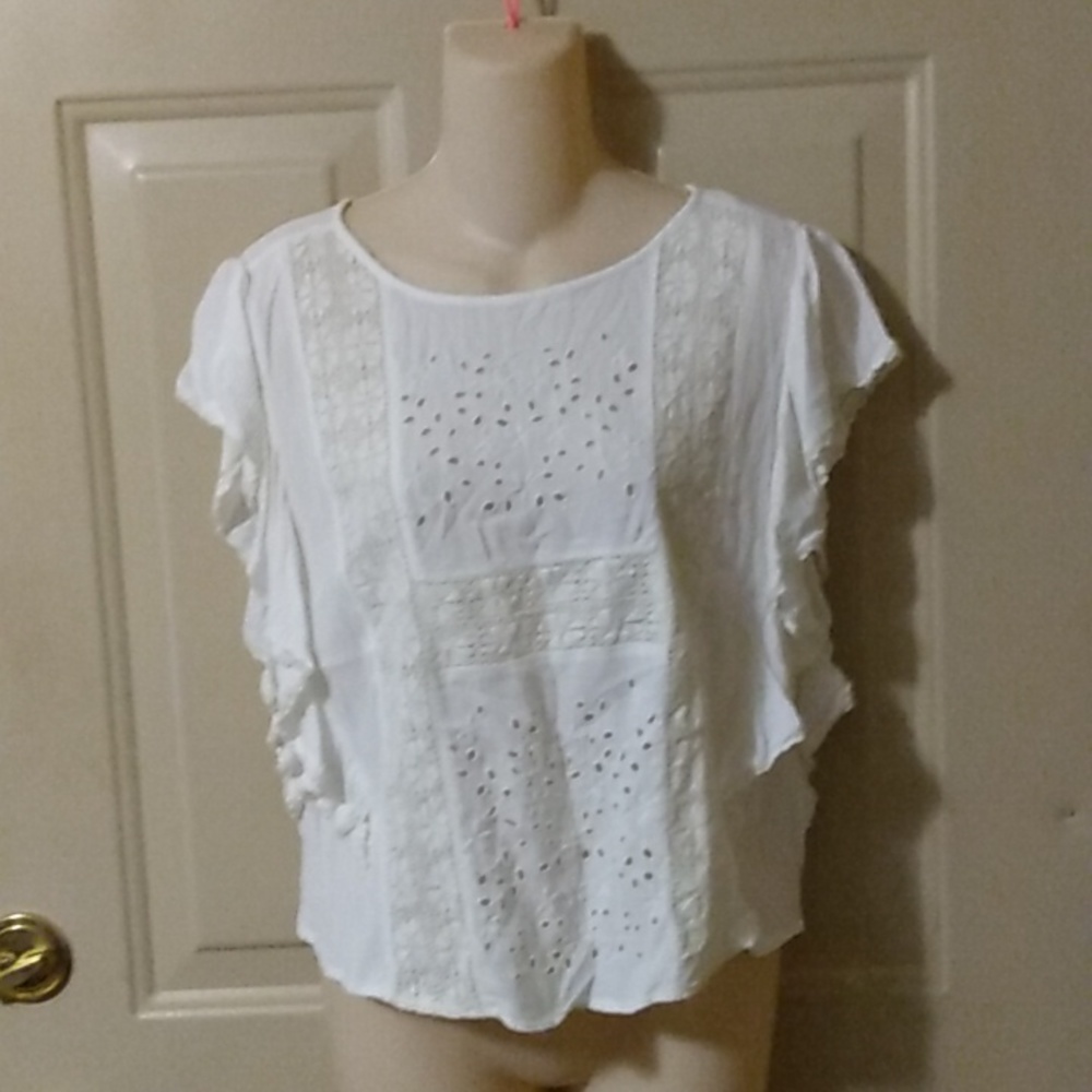 Lightweight gauze blouse boho lace